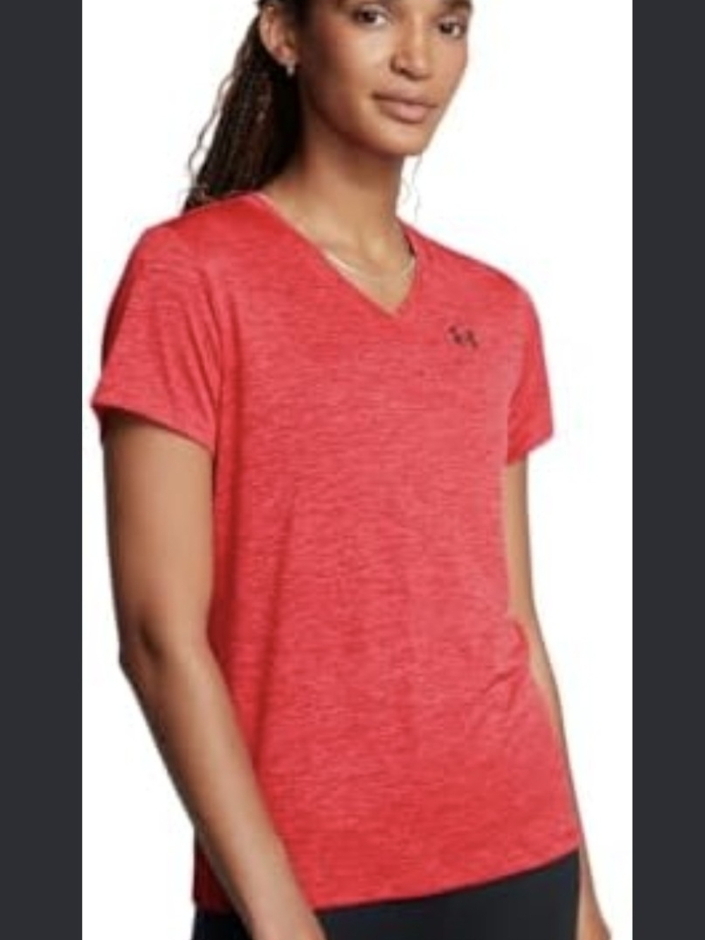 Under Armour Women's Heather Red V-Neck Performance Tee